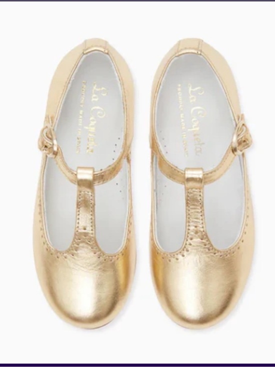 La Coqueta Other - La Coqueta Gold T-Bar Mary Jane Shoes | EU 24 (US 8 Girls)